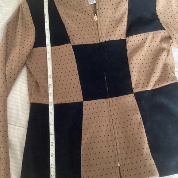 Vintage Brown Black zipper front color block Jessica Howard Jacket 6 Petite - Picture 12 of 13